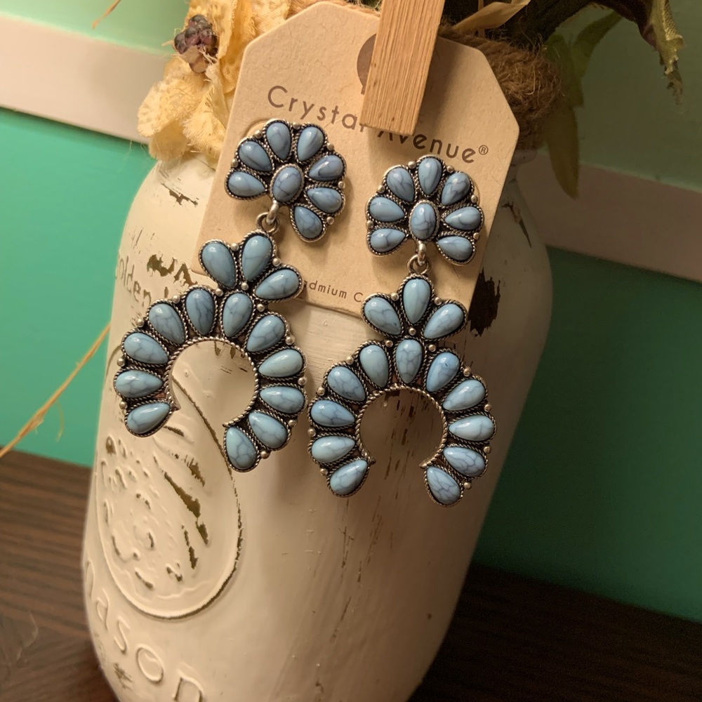 COPY - Western Squash Blossom Blue Earrings NEW